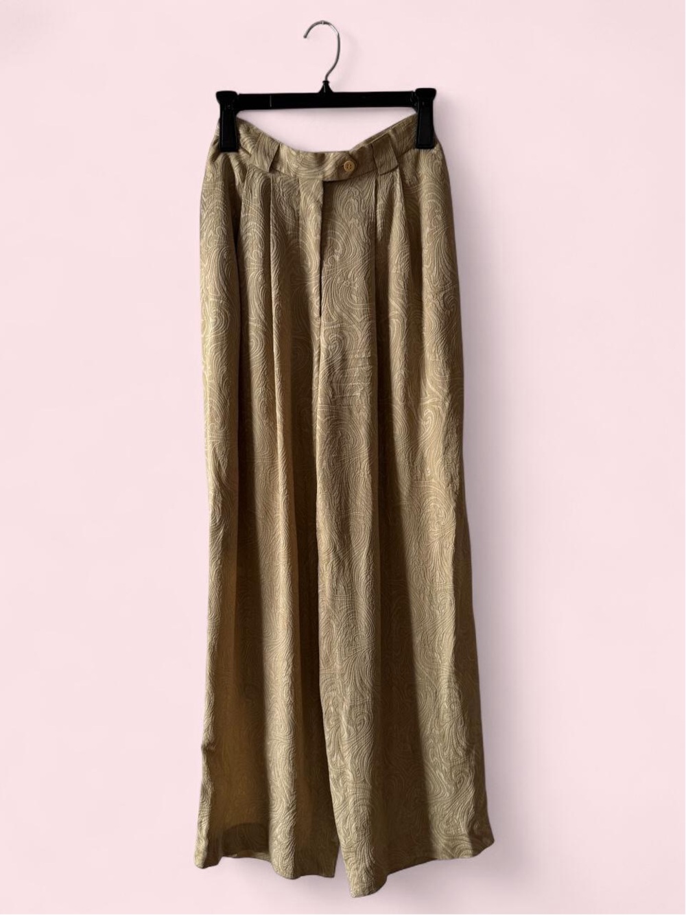 Giorgio Armani Olive Textured High-Waist Wide Leg Palazzo Skirt